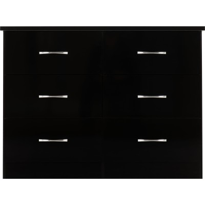 Nevada 6 Drawer Chest - Black  Gloss | Murphy Furniture