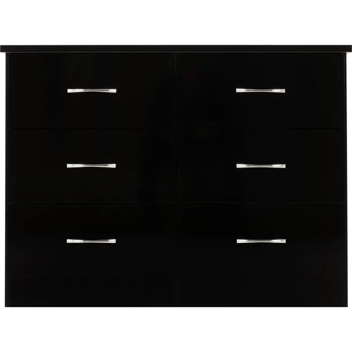 Nevada 6 Drawer Chest - Black  Gloss | Murphy Furniture