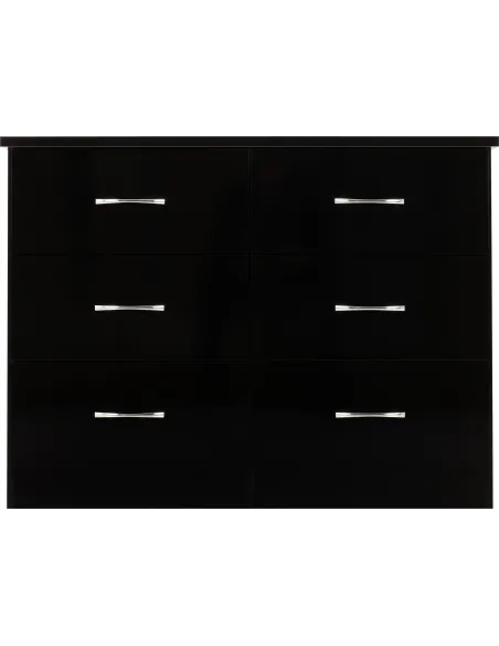 Nevada 6 Drawer Chest - Black  Gloss | Murphy Furniture