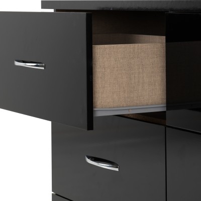 Nevada 6 Drawer Chest - Black  Gloss | Murphy Furniture