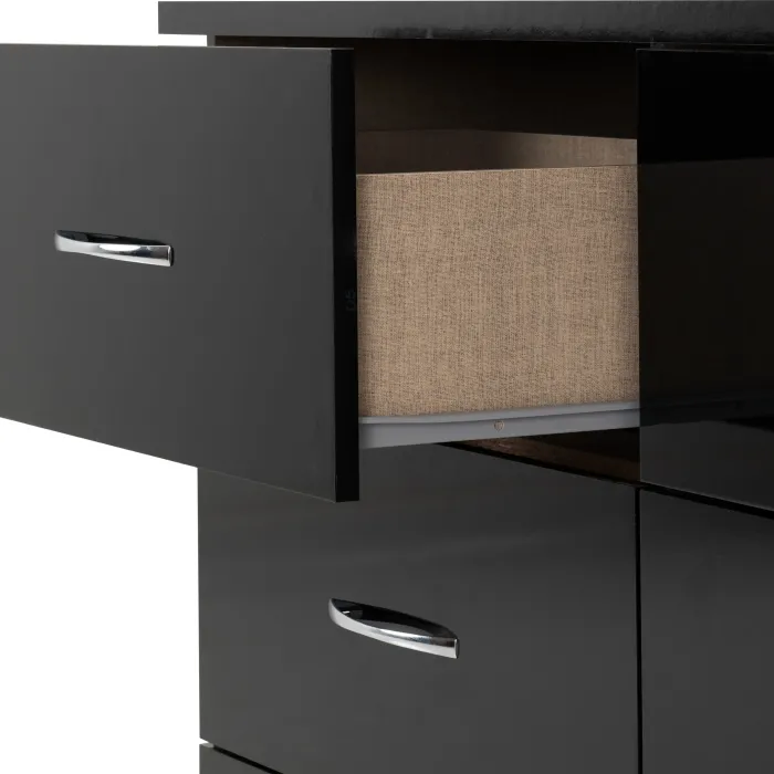 Nevada 6 Drawer Chest - Black  Gloss | Murphy Furniture