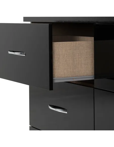 Nevada 6 Drawer Chest - Black  Gloss | Murphy Furniture