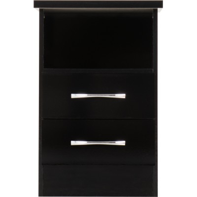 Nevada 2 Drawer Bedside Locker - Black | Murphy Furniture