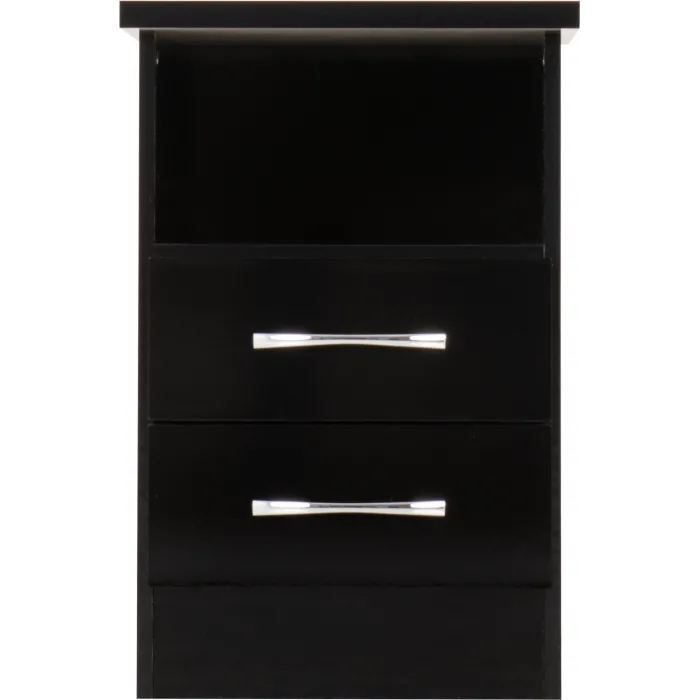 Nevada 2 Drawer Bedside Locker - Black | Murphy Furniture