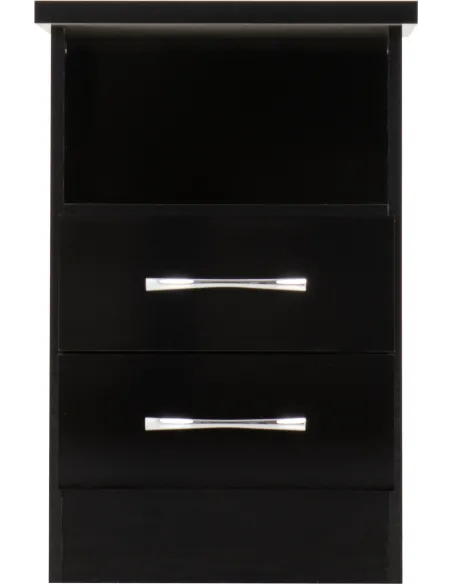 Nevada 2 Drawer Bedside Locker - Black | Murphy Furniture