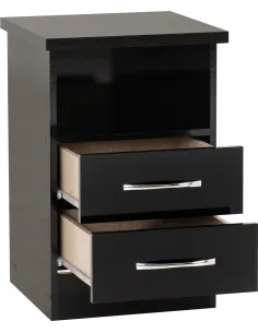 Nevada 2 Drawer Bedside Locker - Black | Murphy Furniture 2