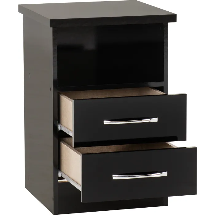 Nevada 2 Drawer Bedside Locker - Black | Murphy Furniture