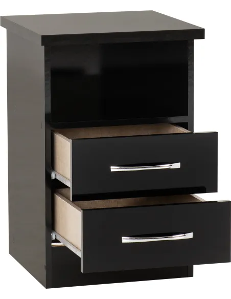 Nevada 2 Drawer Bedside Locker - Black | Murphy Furniture