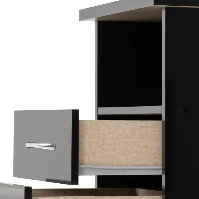 Nevada 2 Drawer Bedside Locker - Black | Murphy Furniture