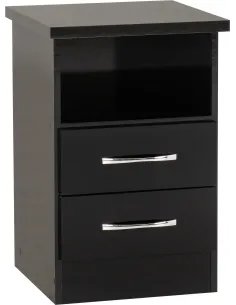 Nevada 2 Drawer Bedside Locker - Black | Murphy Furniture