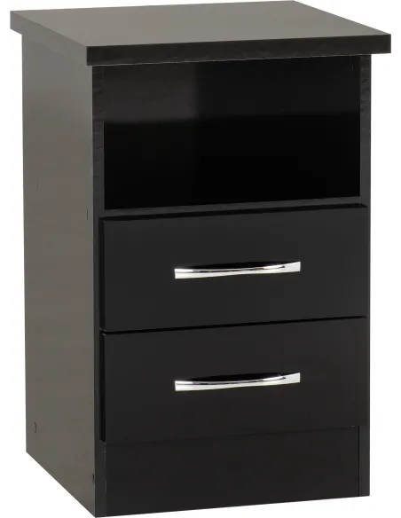 Nevada 2 Drawer Bedside Locker - Black | Murphy Furniture