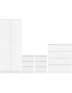 Malvern 2 Door Wardrobe Bedroom Set - Wh | Murphy Furniture