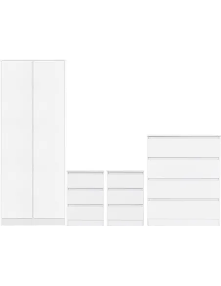 Malvern 2 Door Wardrobe Bedroom Set - Wh | Murphy Furniture