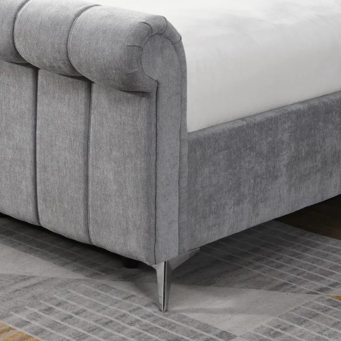 Carlow 4ft6 Side Gas Lift Bedframe - Grey | Murphy Furniture