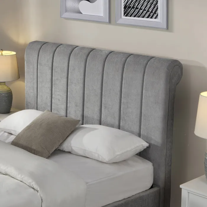 Carlow 4ft6 Side Gas Lift Bedframe - Grey | Murphy Furniture
