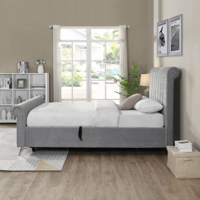 Carlow 4ft6 Side Gas Lift Bedframe - Grey | Murphy Furniture