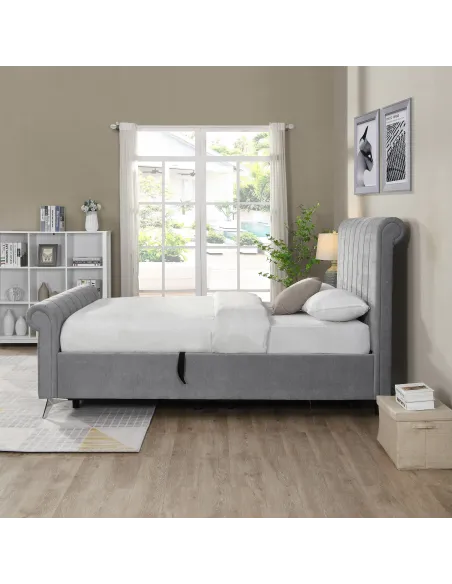 Carlow 5ft Side Gas Lift Bedframe - Grey | Murphy Furniture