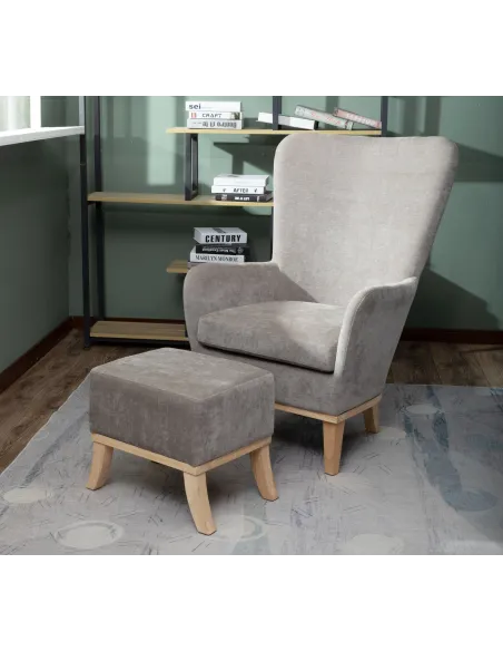 1986 Chair & Footstool - Light Grey | Murphy Furniture