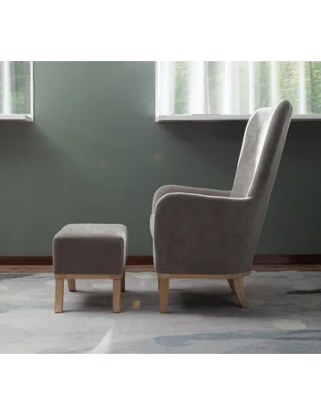 1986 Chair & Footstool - Light Grey | Murphy Furniture