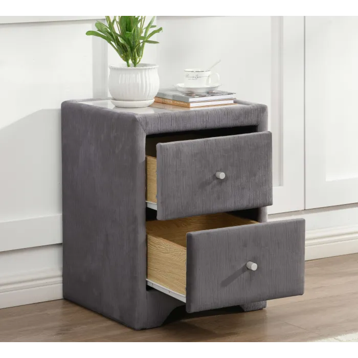 Kilkenny Bedside Locker - Grey Velvet | Murphy Furniture
