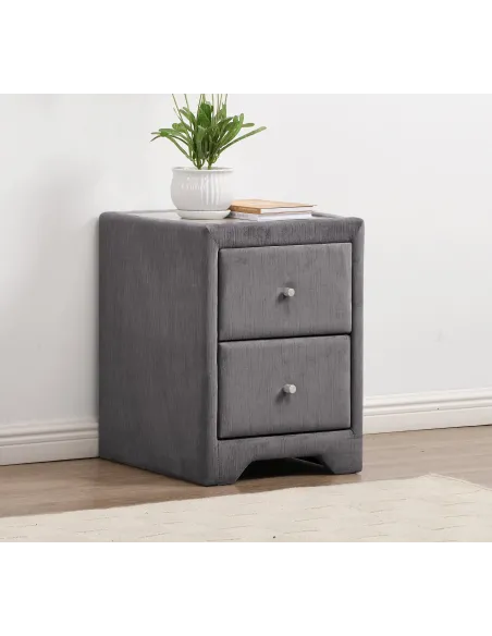 Kilkenny Bedside Locker - Grey Velvet | Murphy Furniture