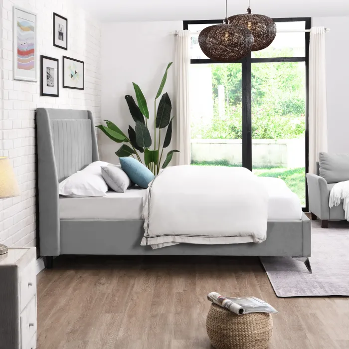 Mayo 4FT6 Bedframe - Grey Fabric | Murphy Furniture