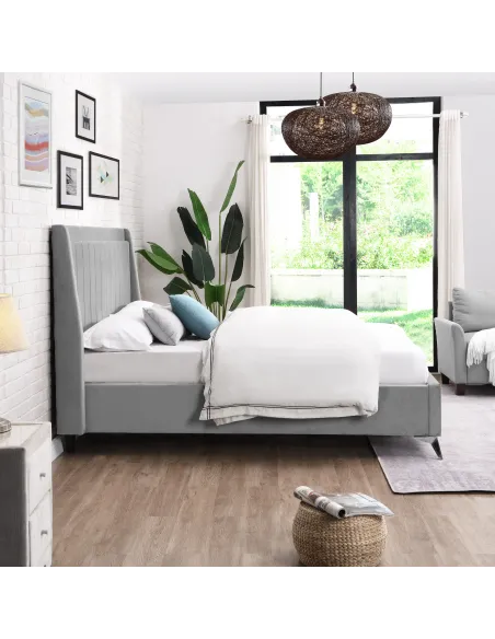 Mayo 4FT6 Bedframe - Grey Fabric | Murphy Furniture