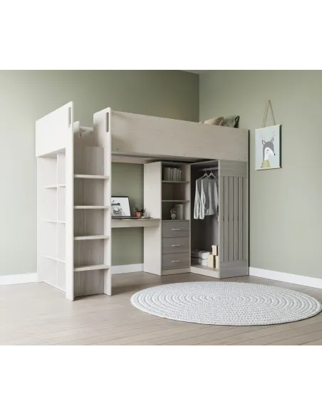 Jupiter High Sleeper Bed - White/Grey | Murphy Furniture