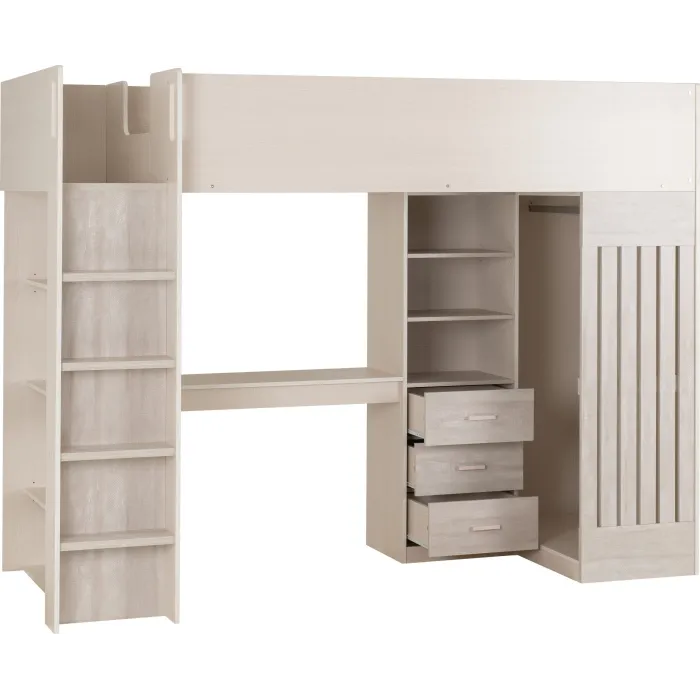 Jupiter High Sleeper Bed - White/Grey | Murphy Furniture