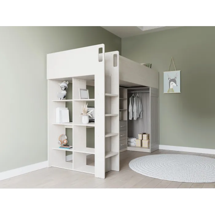 Jupiter High Sleeper Bed - White/Grey | Murphy Furniture