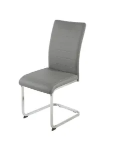 Liana Dining Chair - Grey PU/Chrome | Murphy Furniture