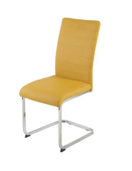 Liana Dining Chair - Yellow PU/Chrome | Murphy Furniture