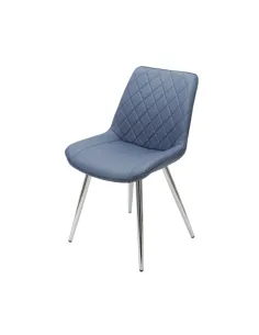 Silvia Dining Chair - Blue PU/Chrome Legs | Murphy Furniture