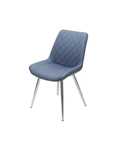 Silvia Dining Chair - Blue PU/Chrome Legs | Murphy Furniture