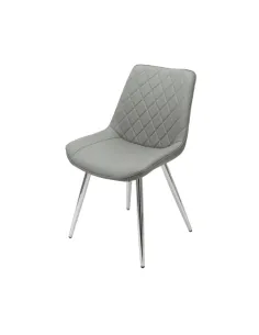 Silvia Dining Chair - Grey PU/Chrome Legs | Murphy Furniture