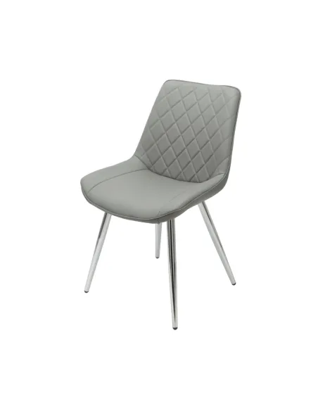 Silvia Dining Chair - Grey PU/Chrome Legs | Murphy Furniture