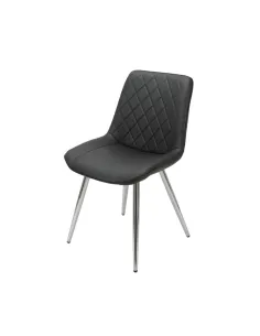 Silvia Dining Chair - Black PU/Chrome Le | Murphy Furniture