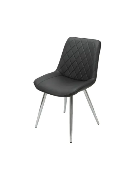 Silvia Dining Chair - Black PU/Chrome Le | Murphy Furniture
