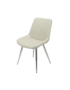 Silvia Dining Chair - Taupe PU/Chrome Le | Murphy Furniture