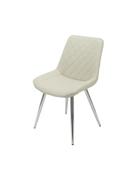 Silvia Dining Chair - Taupe PU/Chrome Le | Murphy Furniture
