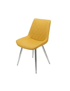 Silvia Dining Chair - Yellow PU/Chrome L | Murphy Furniture