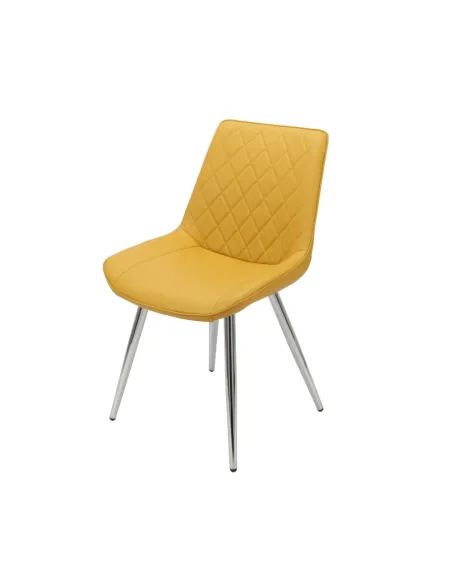 Silvia Dining Chair - Yellow PU/Chrome L | Murphy Furniture