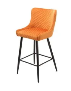 Talia Bar Stool - Orange Velvet | Murphy Furniture