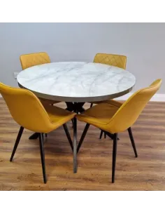 Dario 1.4m Round Dining Table with Black | Murphy Furniture