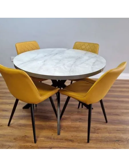 Dario 1.4m Round Dining Table with Black | Murphy Furniture