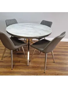 Dario 1.4m Round Dining Table with Chrom | Murphy Furniture