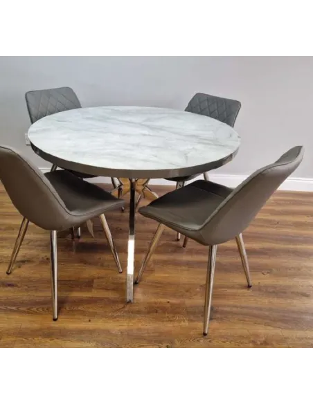 Dario 1.4m Round Dining Table with Chrom | Murphy Furniture