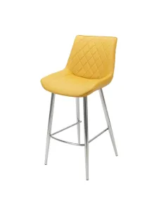 Silvia Bar Stool - Yellow PU/Chrome Legs | Murphy Furniture