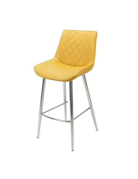 Silvia Bar Stool - Yellow PU/Chrome Legs | Murphy Furniture