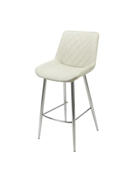 Silvia Bar Stool - Taupe PU/Chrome Legs | Murphy Furniture